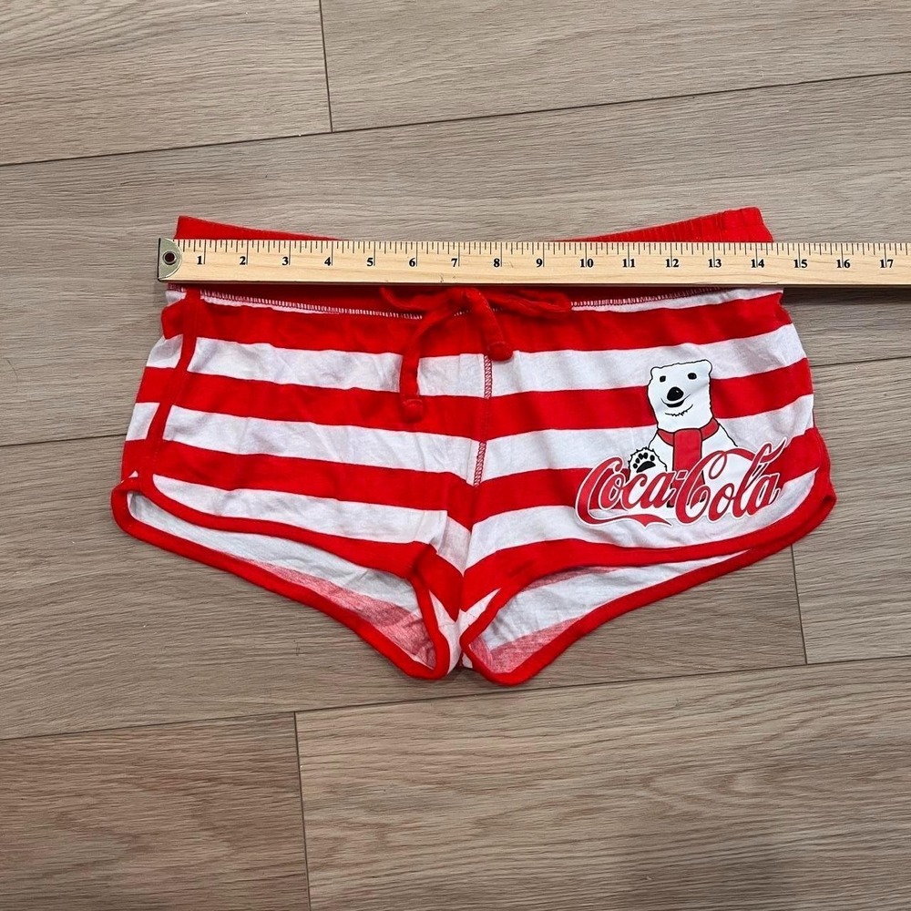 Vintage Y2K Coca Cola Striped Low Rise Shorts Women S Festival Coquette Summer - Picture 2 of 5